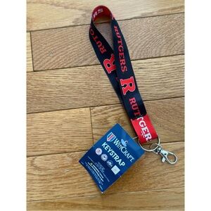Wincraft NCAA Black & Red Rutgers Lanyard Key Strap - NWT